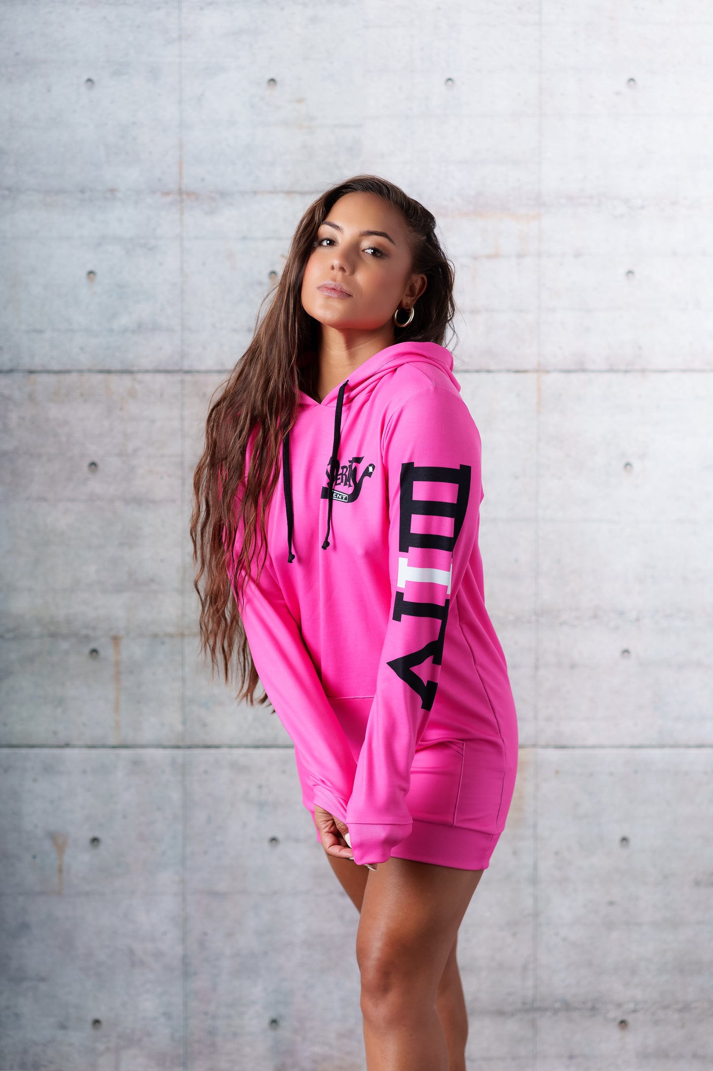 Derrty Pink Womens Hoodie Dress