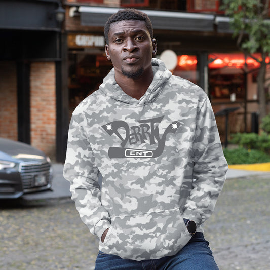 Men's Derrty Ent White and Gray Camo Pullover Hoodie